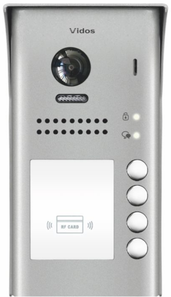 S1104A Bramofon cyfrowy 4-przyciskowy, natynkowy, kamera 600TVL, szerokokątny, czytnik kart, VIDOS DUO