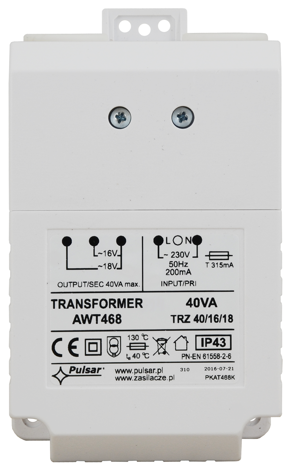 AWT468 Transformator TRZ 40VA/16V/18V