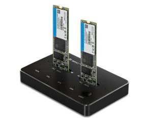 Stacja dokująca dysków 2x SSD M.2 SATA | NGFF | USB typ C QOLTEC