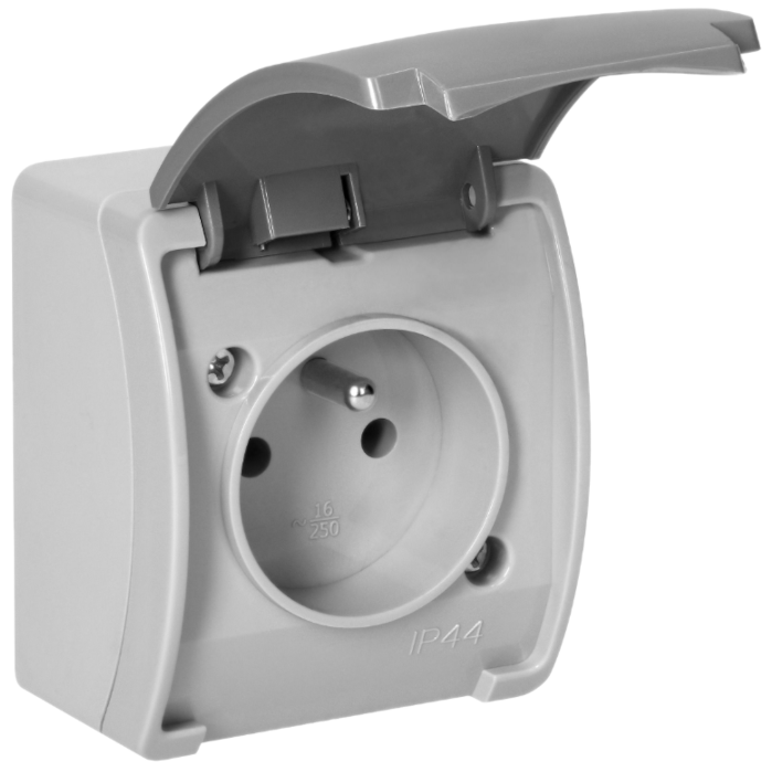OR-OE-7105/GR Gniazdo pojedyncze 2P+Z AQUATIC szary