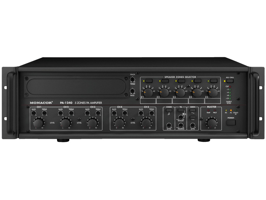 PA-1240 5-strefowe wzmacniacze miksujące PA, mono