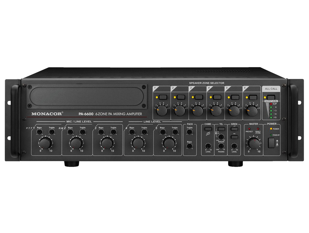 PA-6600 6-strefowe wzmacniacze miksujące PA, mono