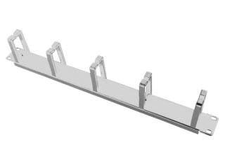 PK009S Organizator kabli 1U 19" 5 plastikowych uchwytów, szary