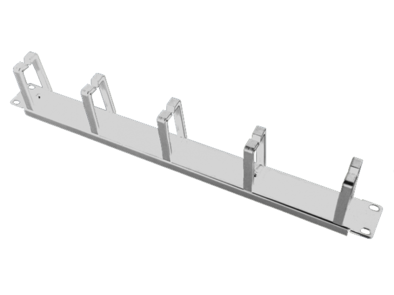 PK009S Organizator kabli 1U 19" 5 plastikowych uchwytów, szary