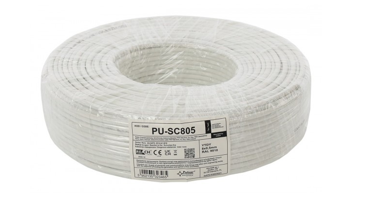PU-SC805 Przewód alarmowy, domofonowy, telekomunikacyjny YTDY 8x0,5mm, Cu, Eca, 100m (wewnętrzny)