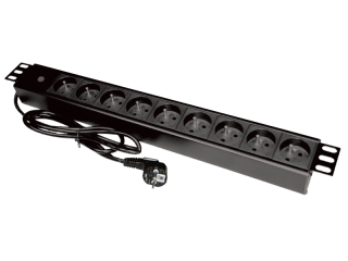 PZ09 Listwa zasilająca 19" gniazdo 9 x CEE 7/5 wtyk CEE 7/7 z diodą LED