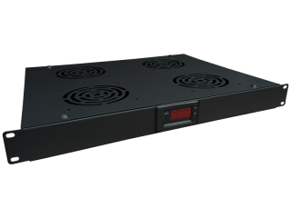 SA-F-1U-4-T-C Panel wentylacyjny 19" 1U, 4x wentylatory, termostat, kolor czarny