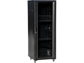 SS-36U-600-600-01-C Szafa 36U 600x600, drzwi przednie szklane, czarna