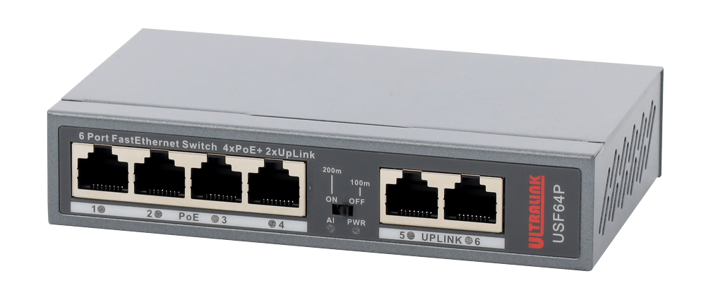USF64P Switch PoE FastEthernet, 4xPoE, 2xUpLink