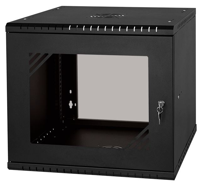 VOR-SW19-9U-450-GB Szafa Rack 19" 9U, 450MM, drzwi szklane, czarna, seria ECO