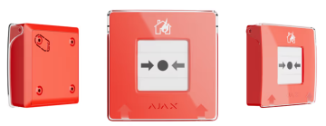 Manual Call Point RED Bezprzewodowy przycisk resetowalny do ręcznej aktywacji alarmu pożarowego z programowalnymi scenariuszami. Wersja w kolorze czerwonym